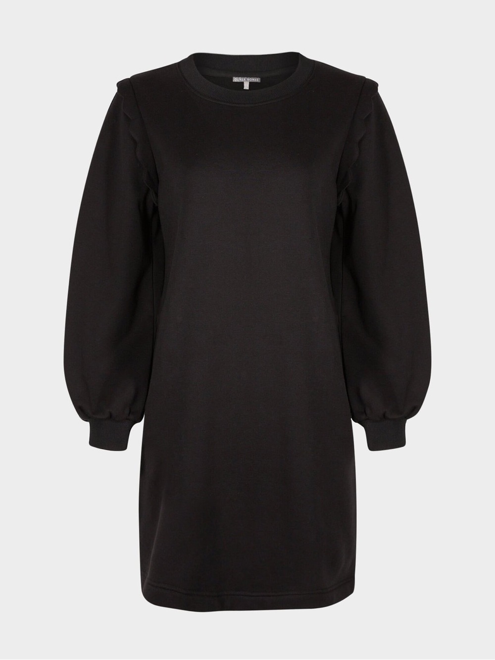 Black Puff-Sleeve Sweatshirt Dress by